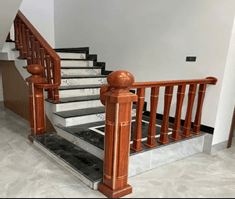 Cầu thang Dáng Lụa Gỗ Lim (Màu nâu đỏ)